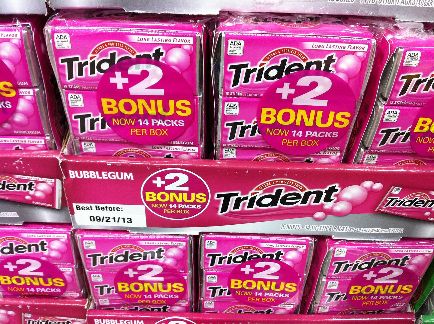 trident sugar free chewing gum - bubblegum 216 pieces!