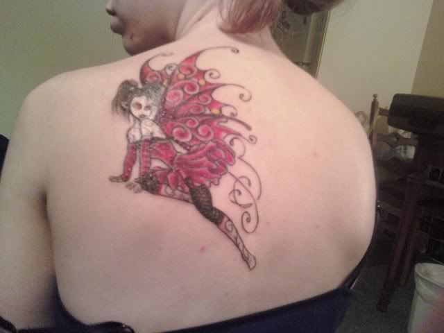 Red Fairy Tattoo Women Shoulder Tattoo Red Fairy Tattoo