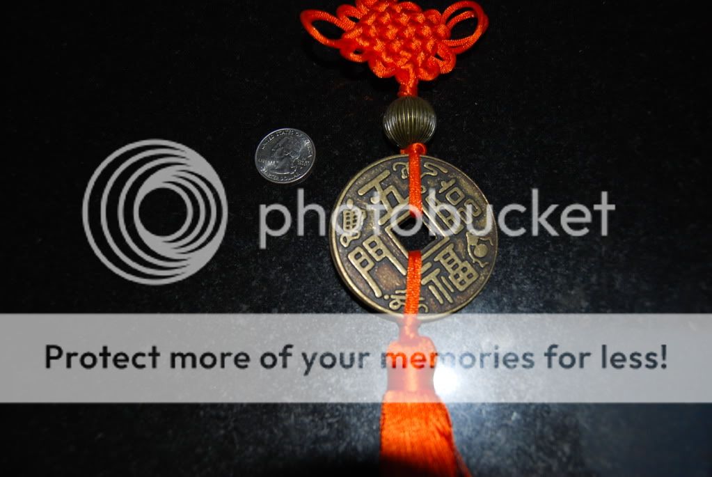 FENG SHUI FORTUNE COIN ORANGE TASSEL Wealth Knot Brass  