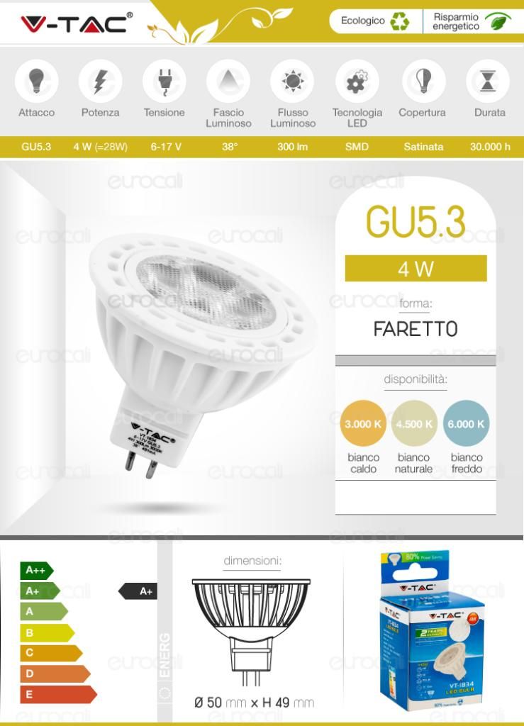 Lampadina Faretto LED GU5.3 4W