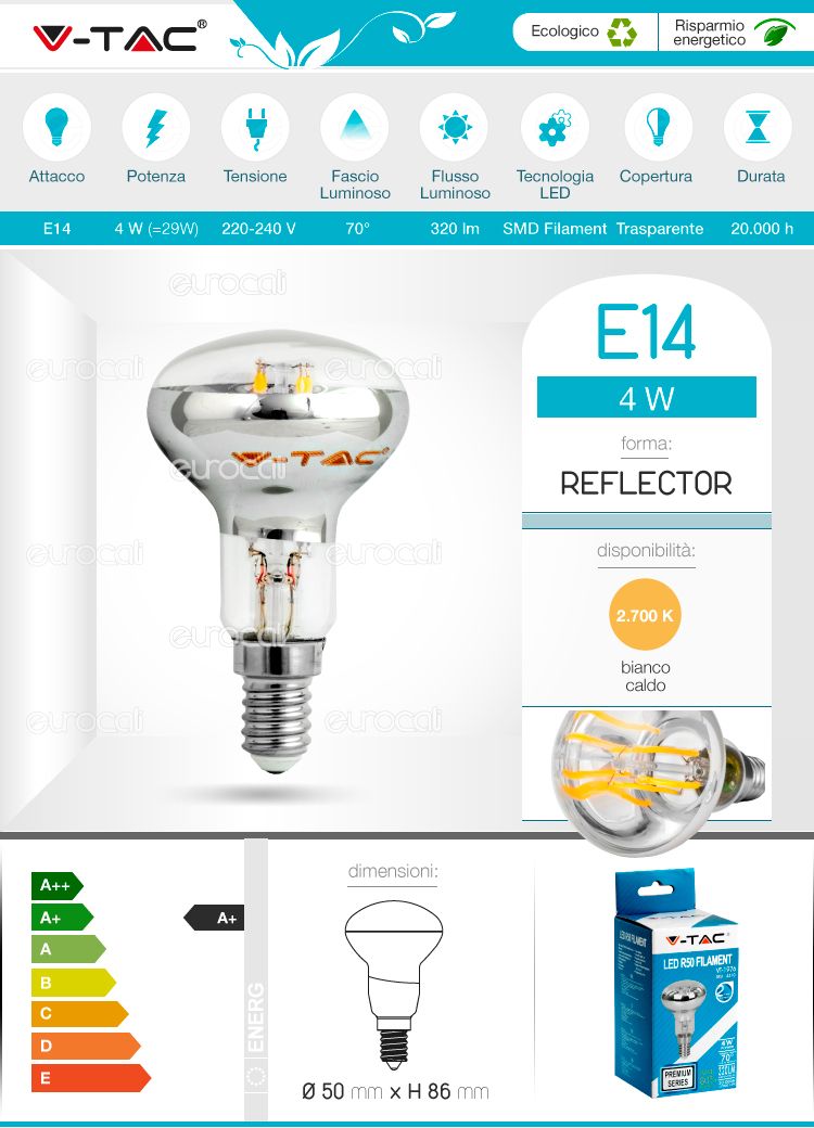 lampadina E14 R50 filament