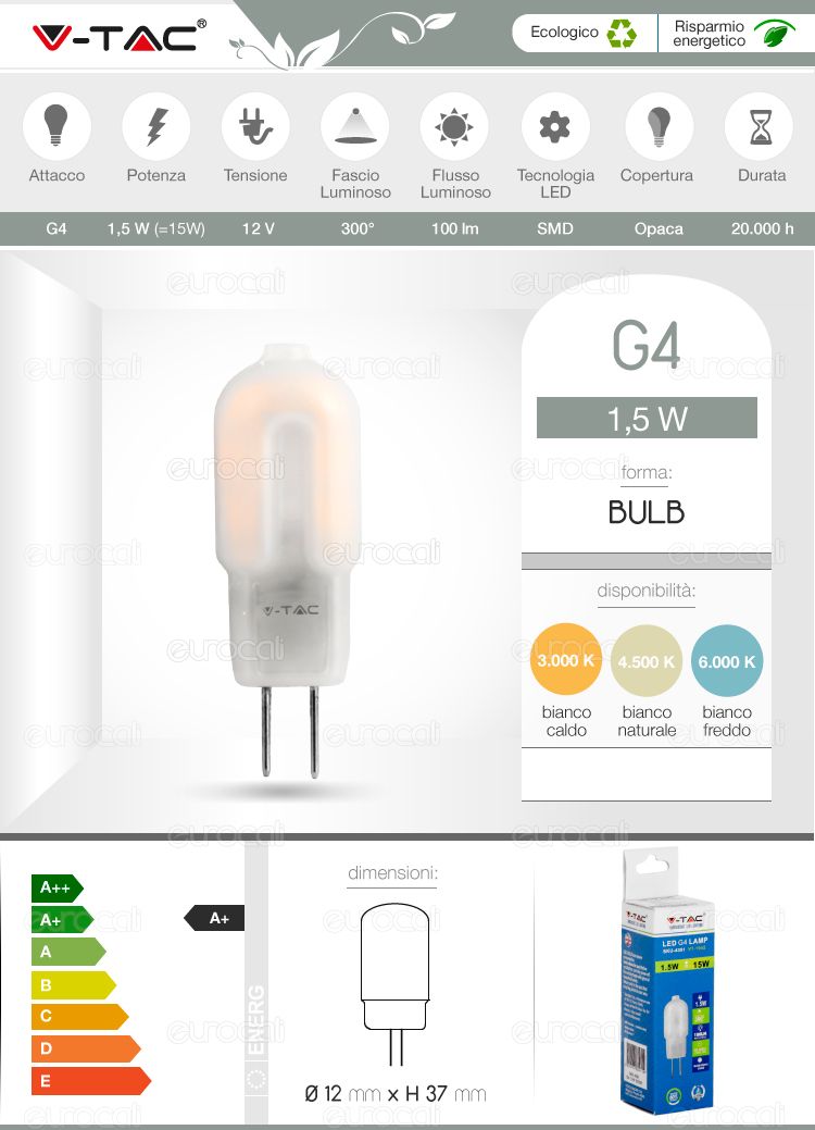 Lampadina LED G4 V-TAc