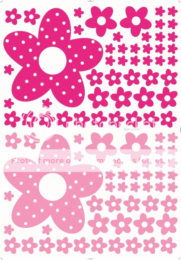 VINYL Pink Flowers Girls Room/Nursery Wall Stickers  