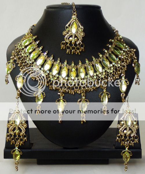 Boho Bollywood Schmuckset Mahima bernstein gelb   Collier, Ohrringe